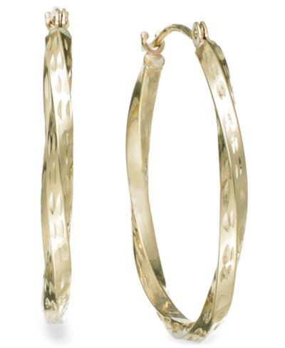Серьги-кольца Textured Twisted в 10k Gold