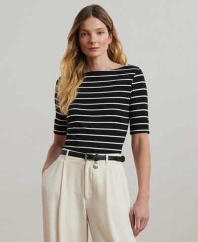 Lauren Ralph Lauren Women's Striped Boat Neck Top
