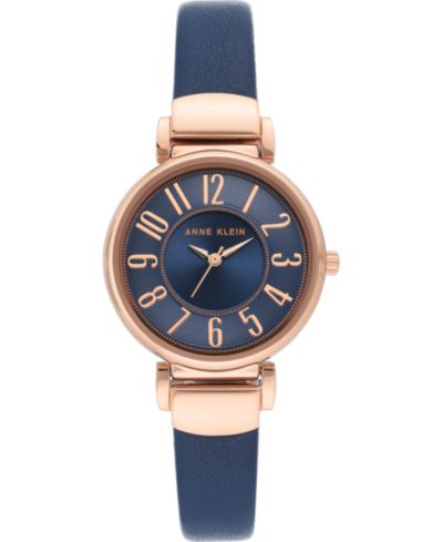 Женские часы Anne Klein Navy Blue Leather Strap 30mm