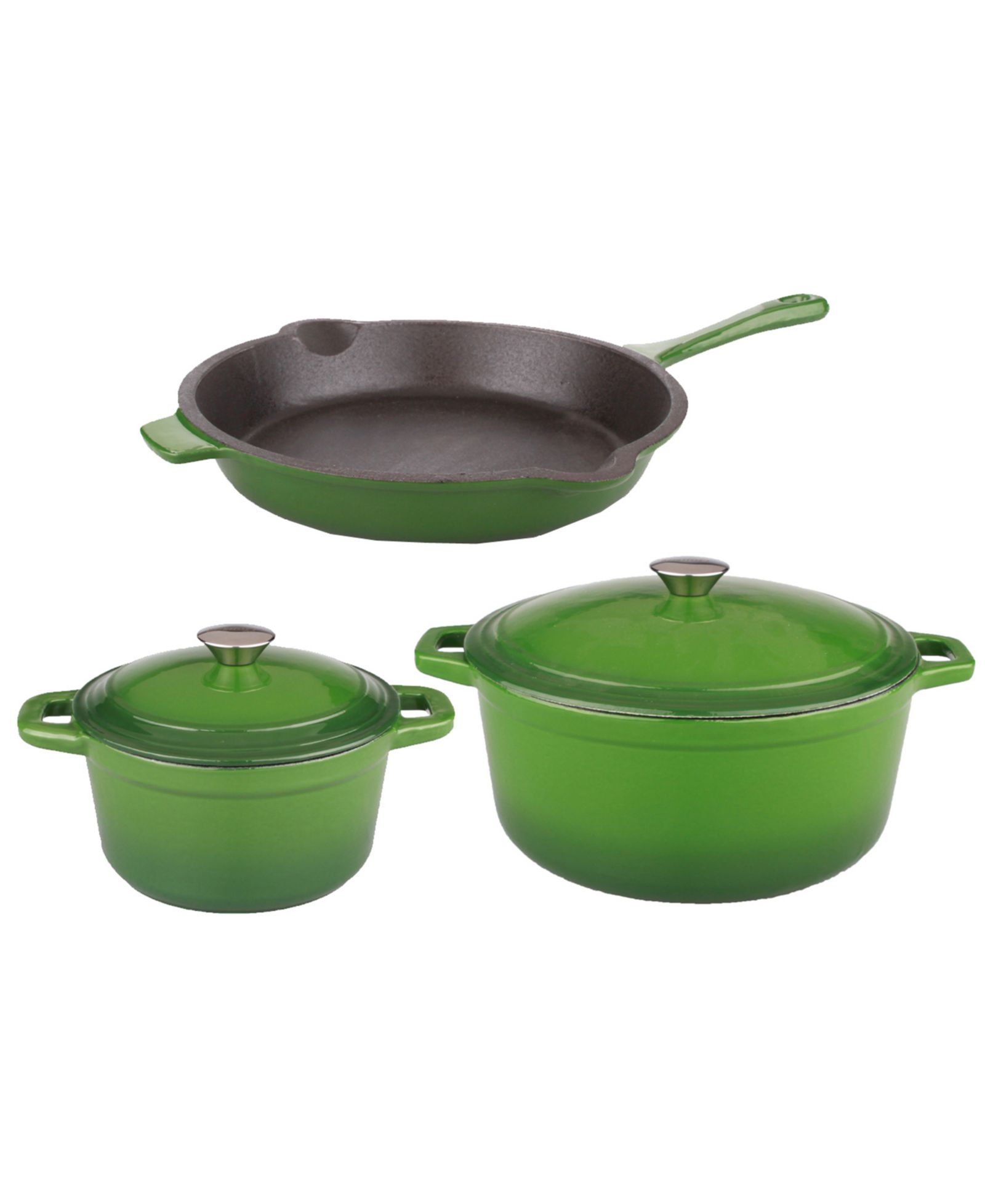 Набор из 5 чугунных жаровен BergHOFF Neo с 10" сковородой, 3qt. и 5qt.