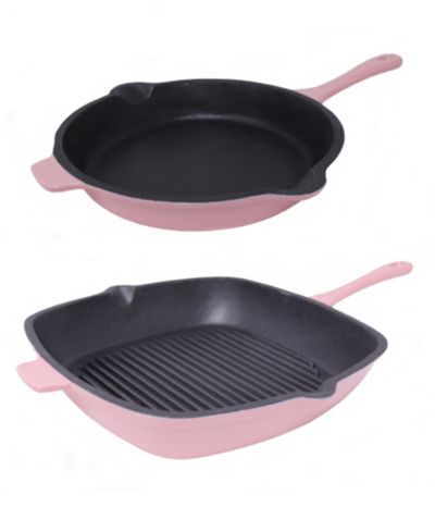 BergHOFF Neo 2pc Cast Iron 10" Fry Pan and 11" Grill Pan Cookware Set