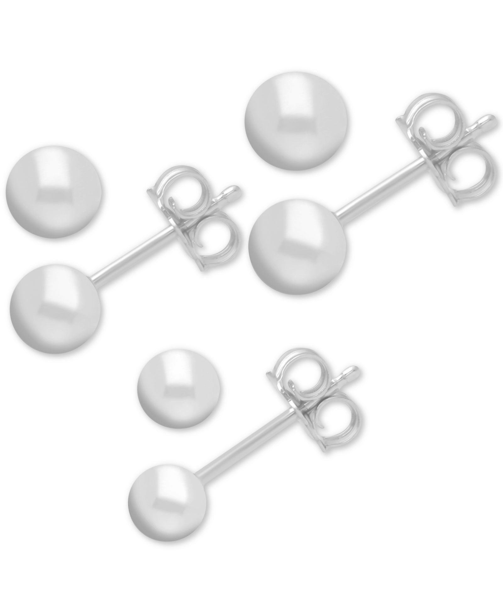 And Now This 3-Pc. Set Silver Plated Ball Stud Earrings