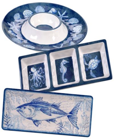 Certified International Oceanic Melamine 3 Piece Serving Set