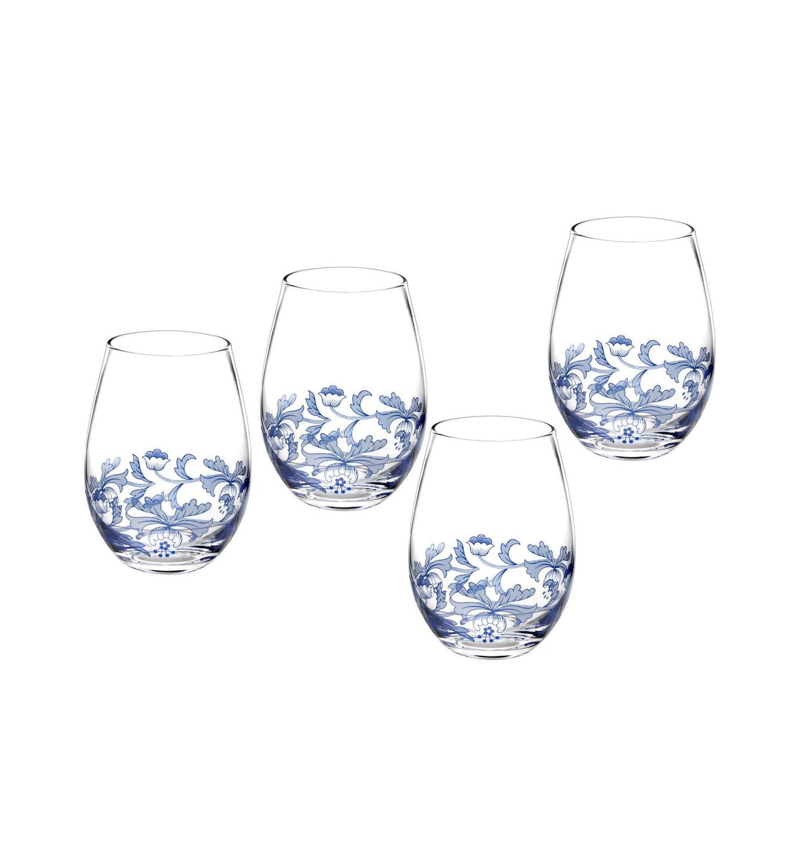 Spode Blue Italian Stemless Wine Glasses, Set of 4