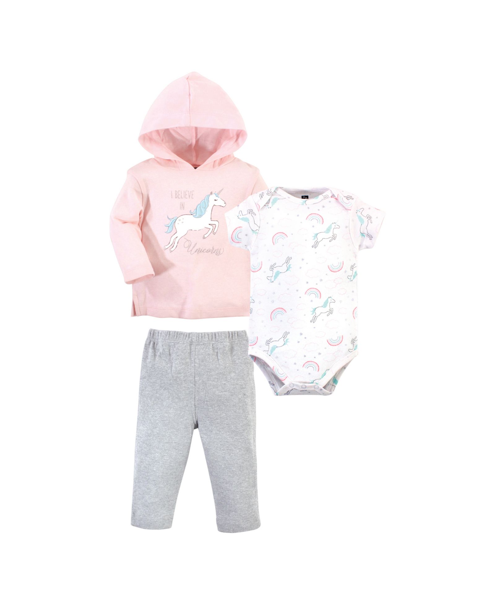 Hudson Baby Cotton Hoodie, Bodysuit or Tee Top and Pant Set