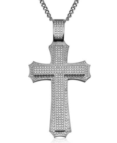 Подвеска-кулон с крупным крестом из нержавеющей стали Cubic Zirconia