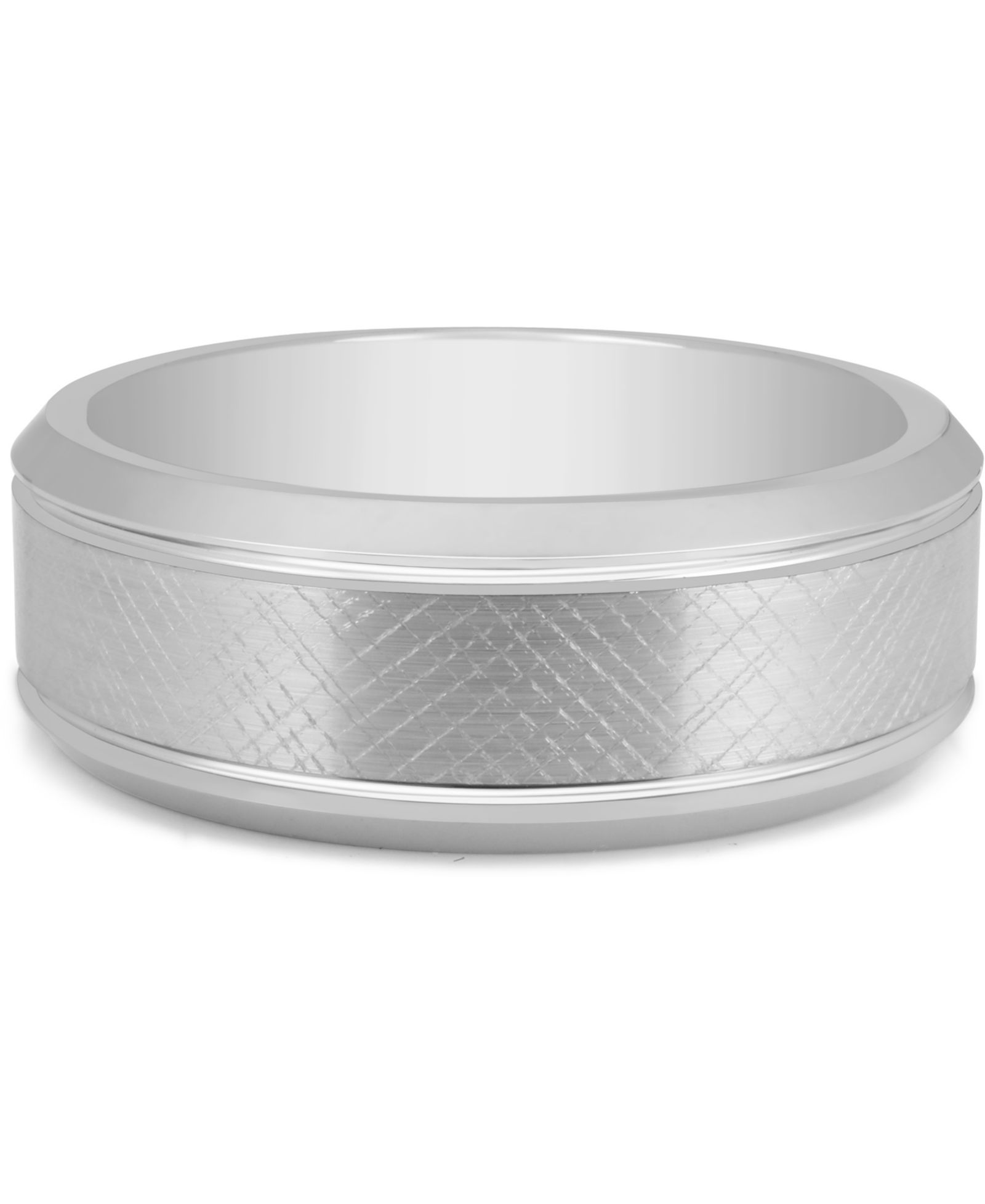 Мужское кольцо Macy's Textured Bevel из тантала с белым ионным напылением
