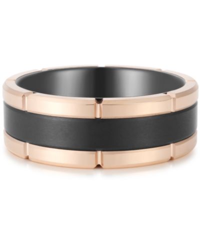 Мужское кольцо Macy's Two-Tone Notched Band из тантала с напылением Rose & Black Ion