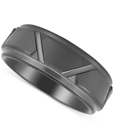 Men's Geometric Band in Black Ion-Plated Tantalum