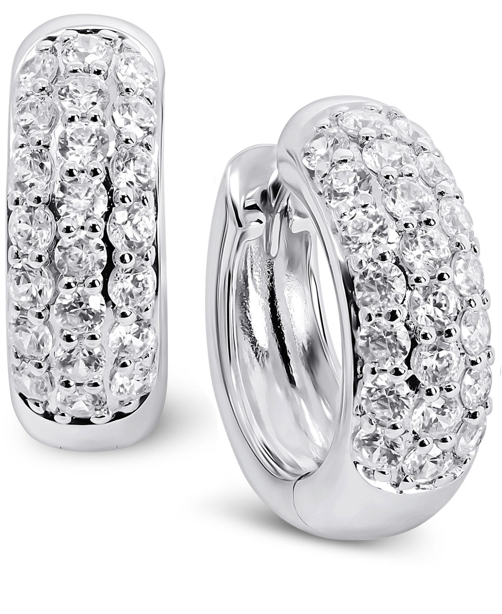 Серьги-кольца Arabella Cubic Zirconia Small Huggie Hoop Sterling Silver