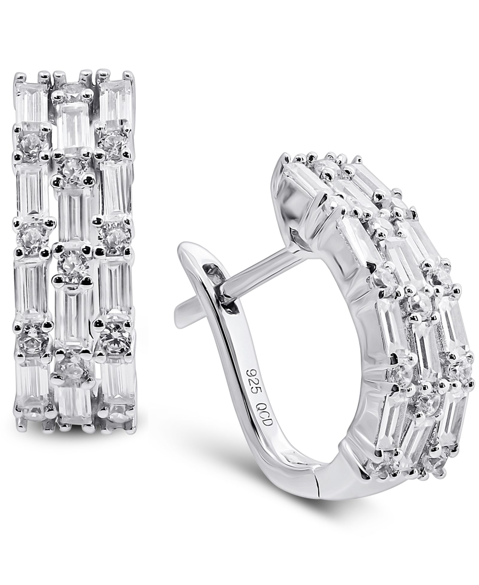 Серьги-кольца Arabella Cubic Zirconia Baguette в Sterling Silver