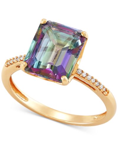 Кольцо Macy's с мистическим топазом и бриллиантом, 14k Gold