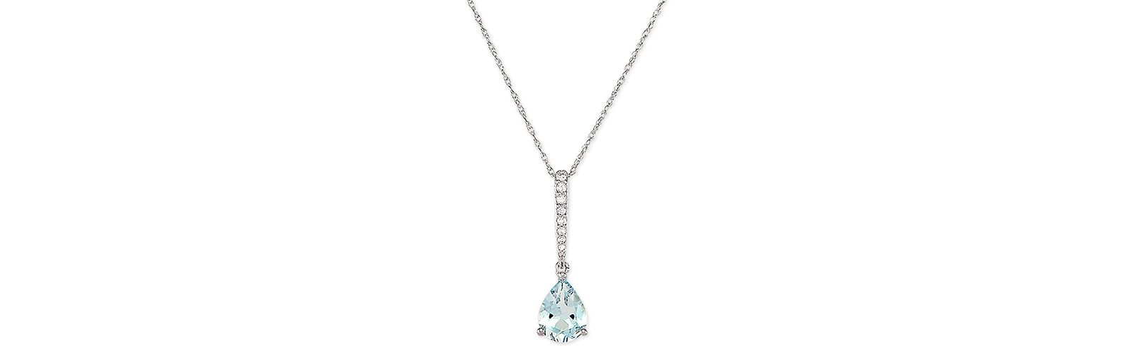 Подвеска Aquamarine (7/8 ct. t.w.) & Diamond (1/20 ct. t.w.) 18" в 14k White Gold