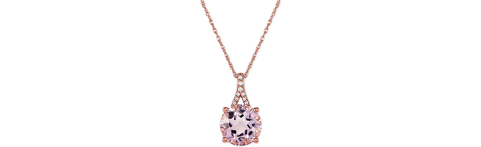 Pink Amethyst (2-1/2 ct. t.w.) and Diamond Accent 18" Pendant Necklace in 14k Rose Gold