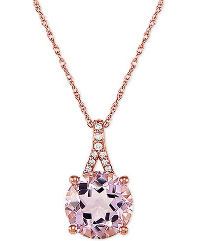 Подвеска-кулон Pink Amethyst (2-1/2 ct. t.w.) и Diamond Accent 18" в 14k Rose Gold
