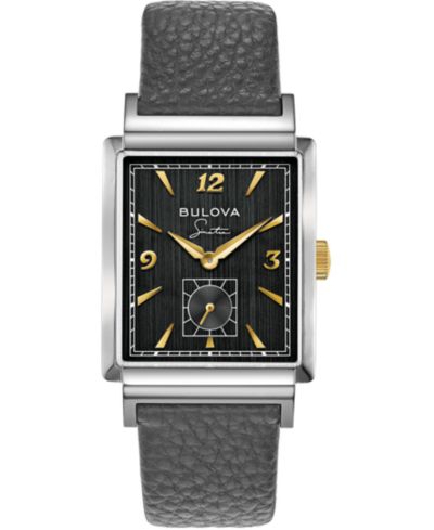 Мужские часы Bulova Frank Sinatra My Way Gray Leather Strap 29.5 x 47mm