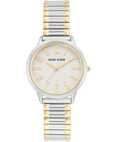 Женские часы Anne Klein Two-Tone Stainless Steel Stretch Bracelet 34mm