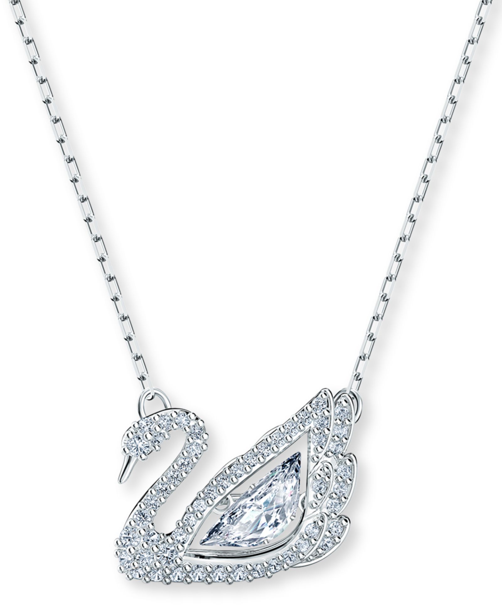Подвеска-кулон Swarovski Silver-Tone Dancing Swan Crystal, 15" + 2" extender
