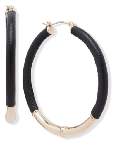 Lauren Ralph Lauren серьги-кольца из кожи, 2"