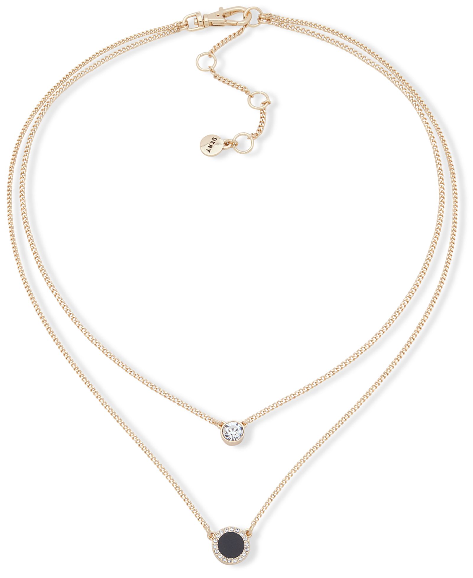 Колье DKNY Gold-Tone Stone & Crystal Layered Pendant, 16" + 3" extender