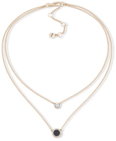 Колье DKNY Gold-Tone Stone & Crystal Layered Pendant, 16" + 3" extender