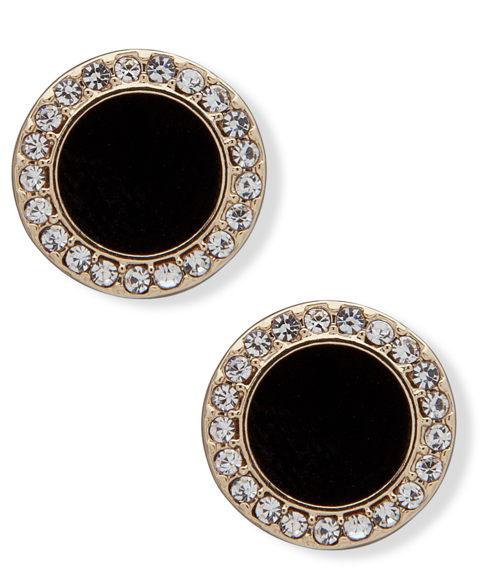 Серьги-гвоздики DKNY Gold-Tone Stone & Crystal Halo