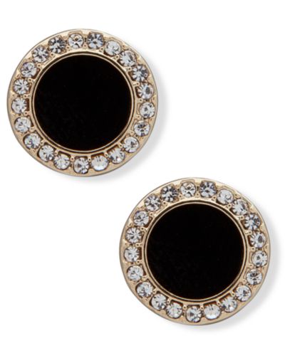 Серьги-гвоздики DKNY Gold-Tone Stone & Crystal Halo