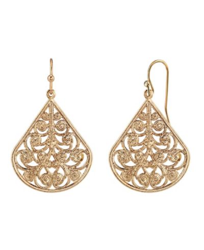 Серьги 2028 Gold Tone Filigree Teardrop