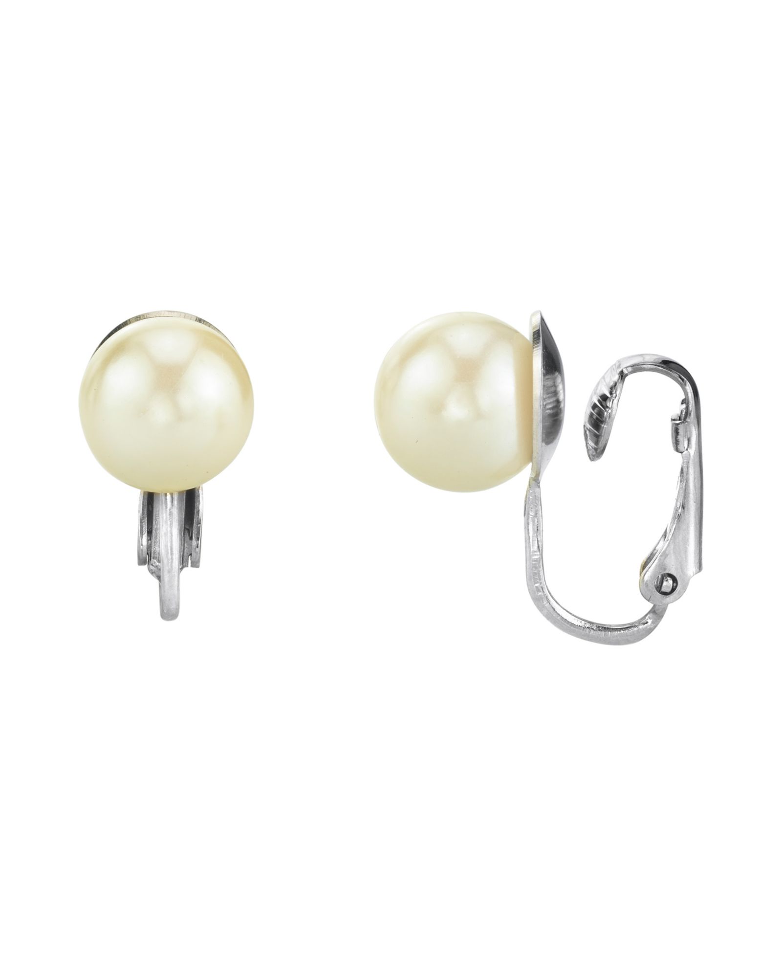 Серьги-клипсы 2028 Silver Tone Imitation Pearl