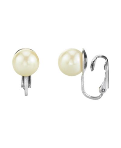 Серьги-клипсы 2028 Silver Tone Imitation Pearl