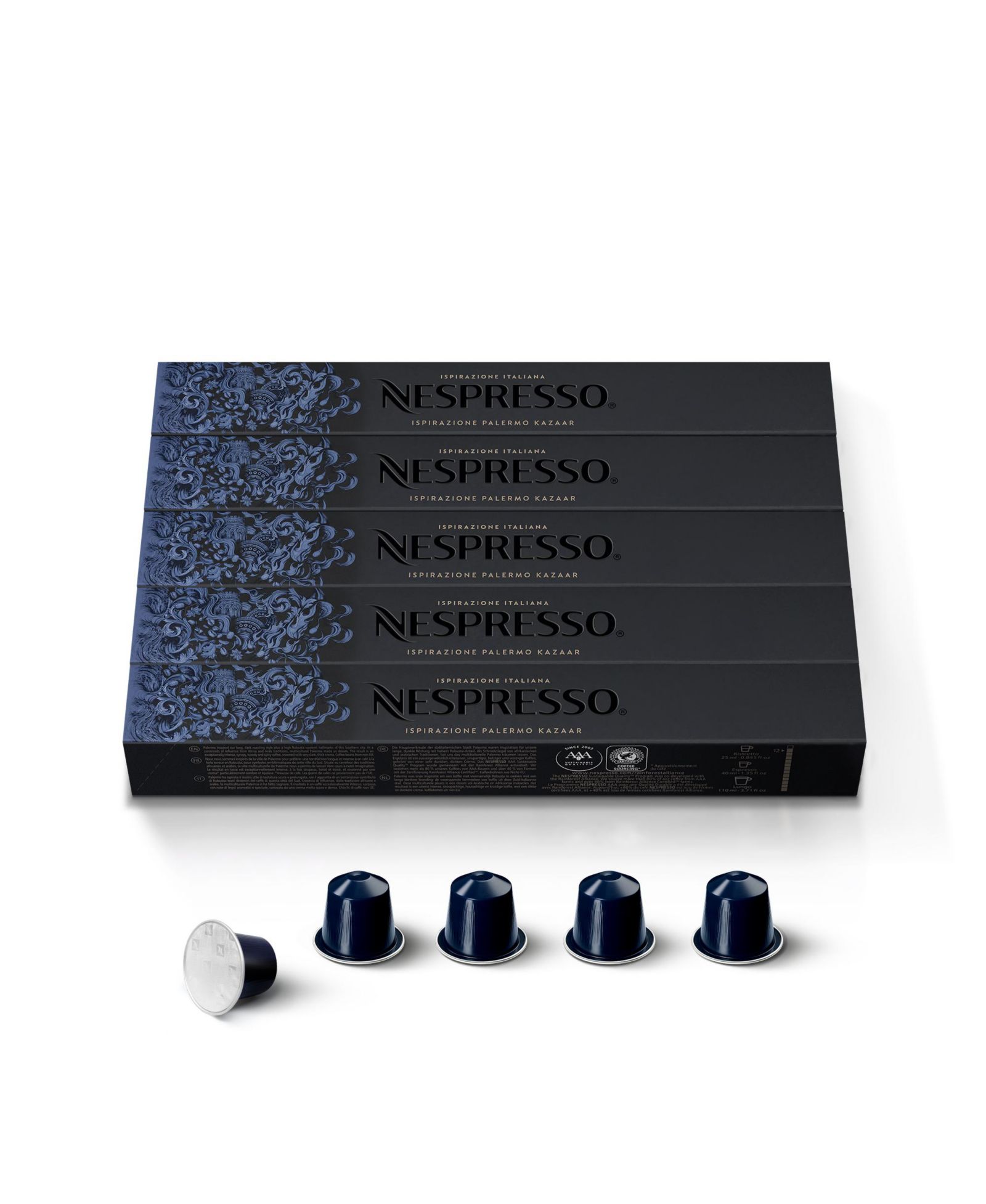 Капсулы Nespresso OriginalLine, Ispirazione Palermo Kazaar, темная обжарка, 50 штук, для 1.35-oz. кофе