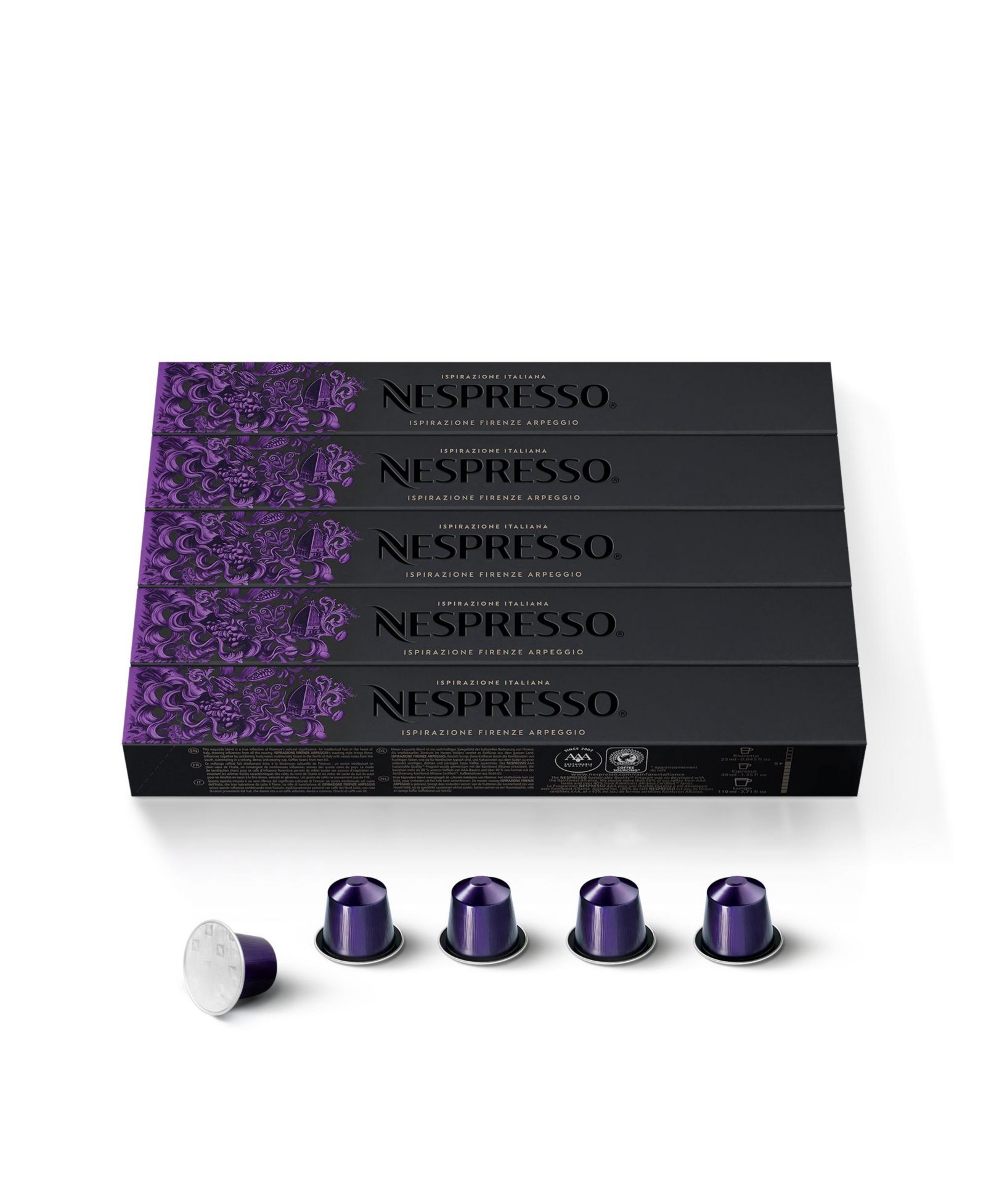 Nespresso Capsules OriginalLine,  Ispirazione Firenze Arpeggio, Dark Roast Espresso Coffee, 50-Count Espresso Pods, Brews 1.35 oz