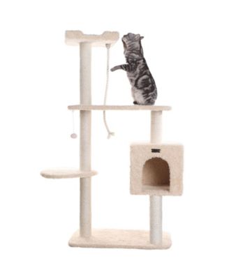 Когтеточка Armarkat Faux Fur Covered Real Wood Cat Furniture, 57inch Height Beige Kitty Playing Centre A5708