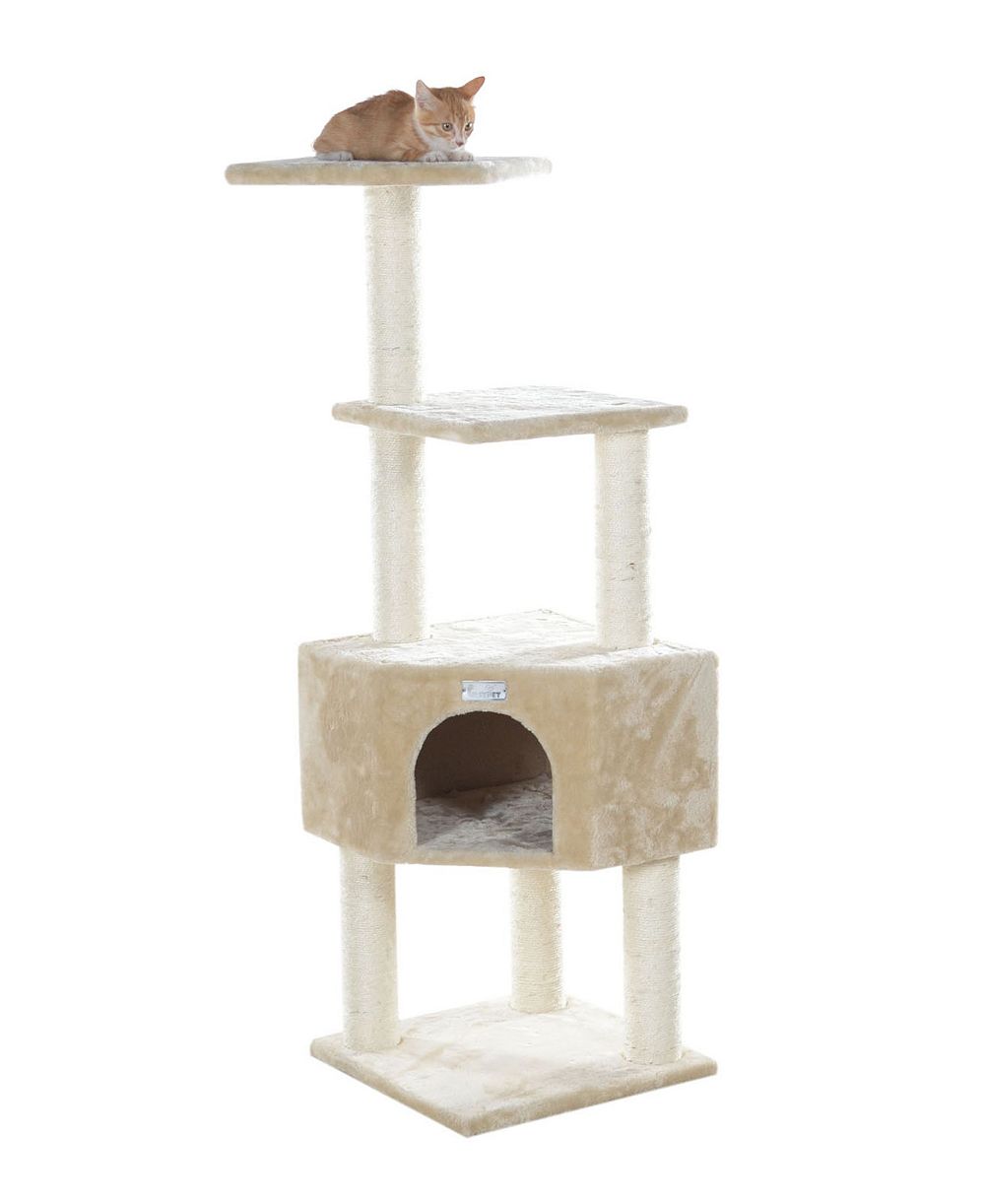 Кошачий дом Armarkat GleePet GP78480321 из натурального дерева 48-Inch в бежевом цвете с насестом и игровым домиком