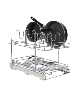 Household Essentials Glidez Steel Pull-Out Basket for Pots & Lids, 2-Tier Dual