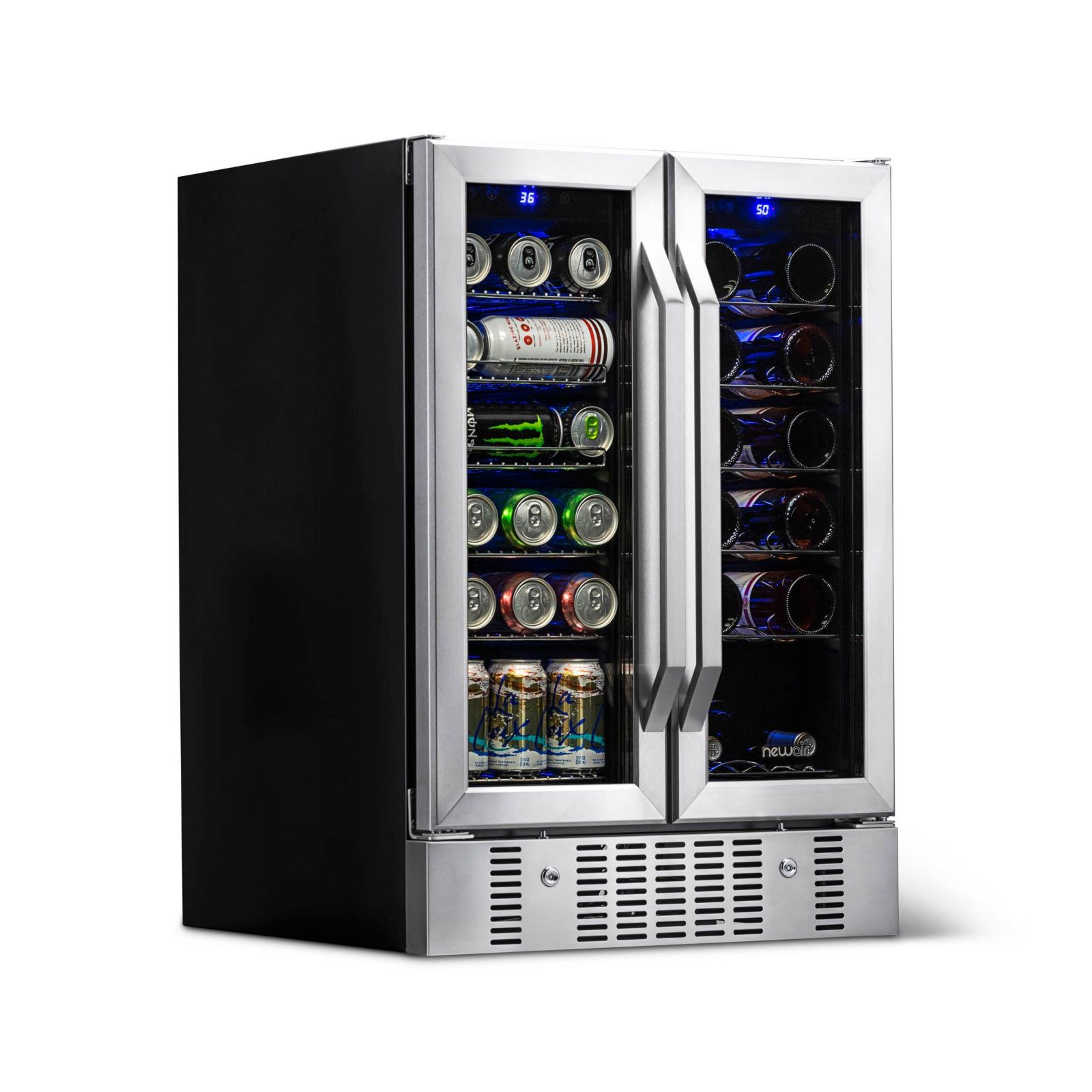 Newair 24" Dual Zone Wine and Beverage Fridge in Stainless Steel