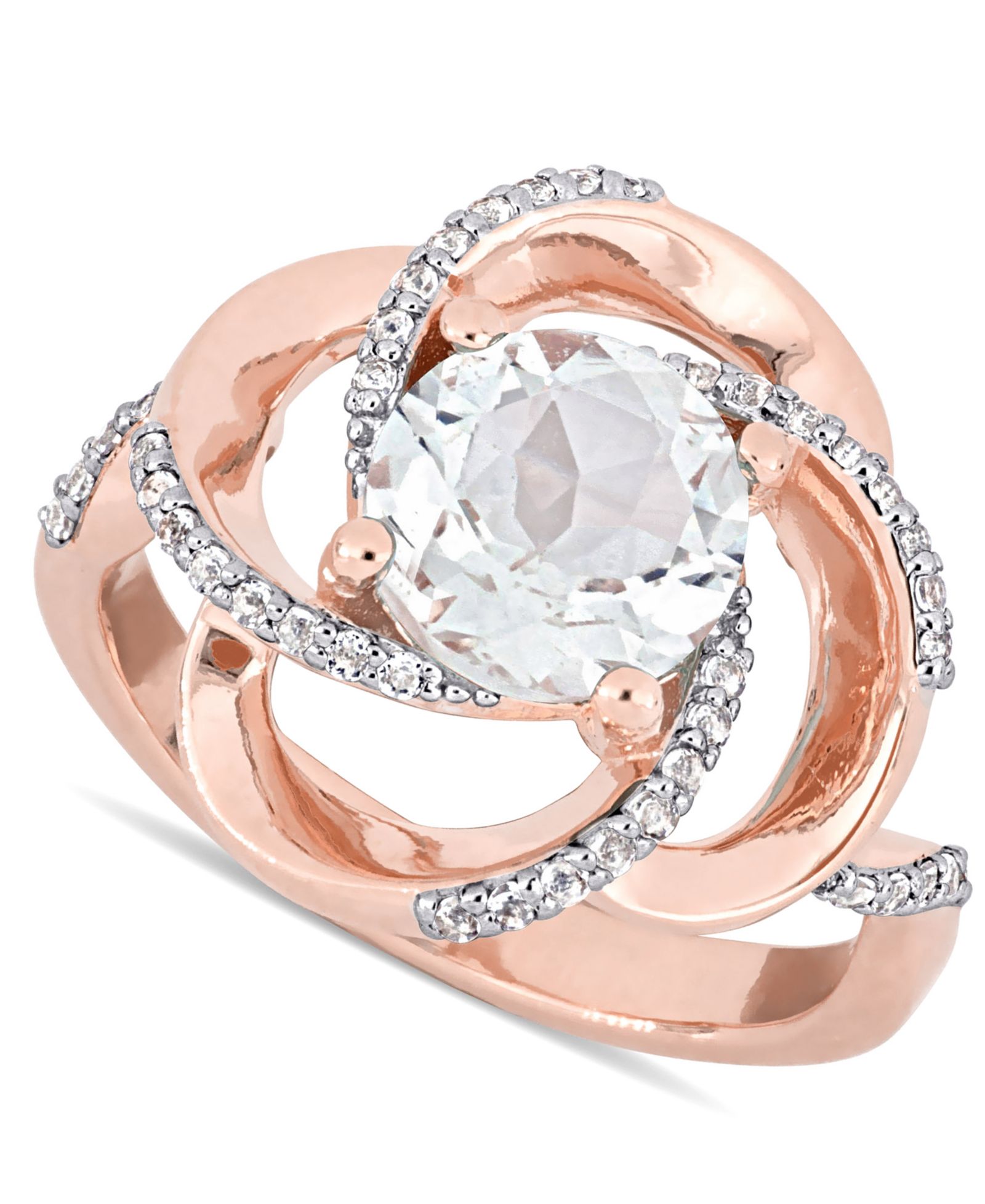 Macy's Кольцо Statement с белым топазом и градиентом, 18k Gold-Plated Sterling Silver