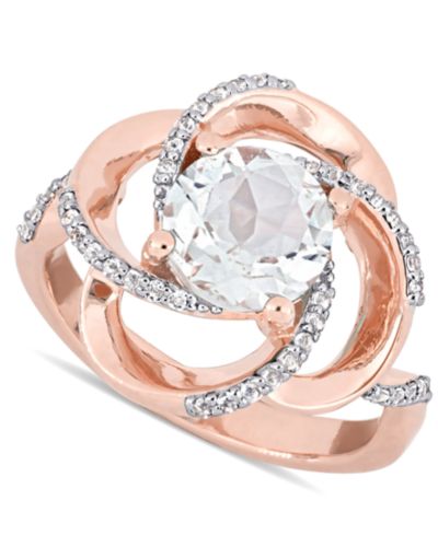 Macy's Кольцо Statement с белым топазом и градиентом, 18k Gold-Plated Sterling Silver