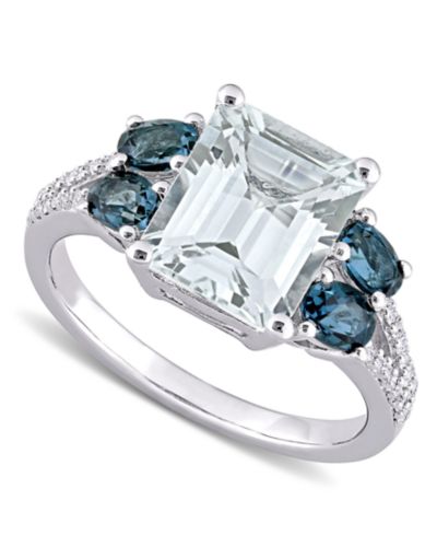 Кольцо Aquamarine Blue Topaz & Diamond в Sterling Silver