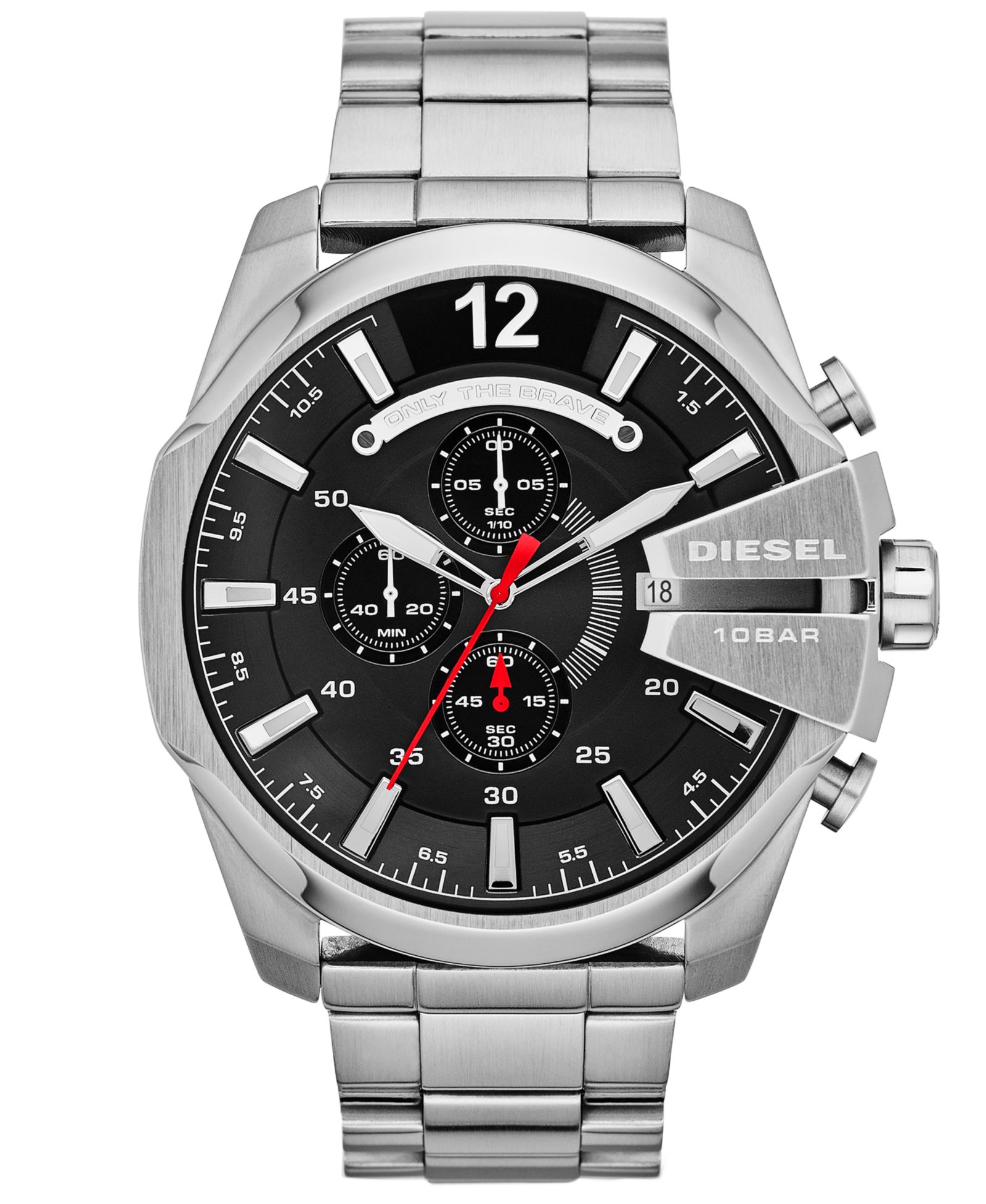 Мужские часы Diesel Chronograph Mega Chief Stainless Steel Bracelet 59x51mm DZ4308