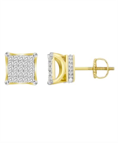 Мужской набор серег с бриллиантами (1/6 ct. t.w.) в 10k желтом золоте