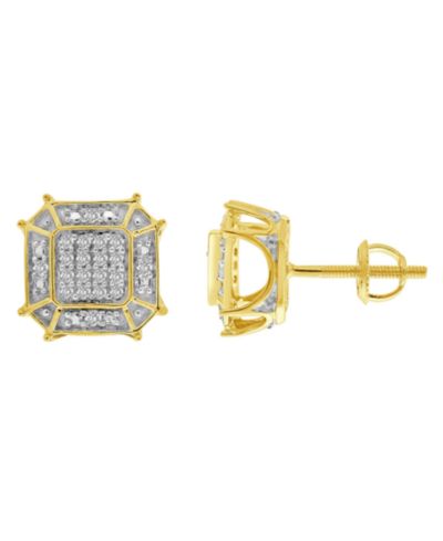 Мужские серьги с бриллиантом (1/6 ct.t.w.) 10K Yellow Gold