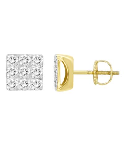 Мужской набор серег с бриллиантами (1/4 ct. t.w.) в желтом золоте 10k