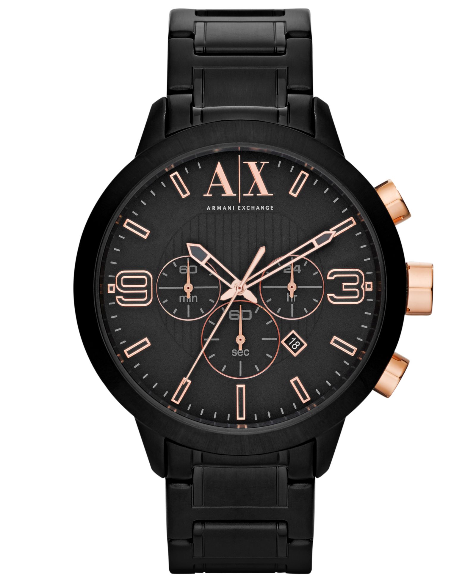 Мужские часы A|X Armani Exchange Chronograph Black Stainless Steel Bracelet 49mm