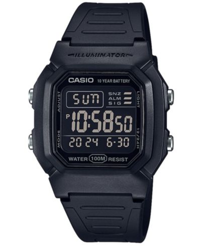 Мужские цифровые часы Casio Blackout Black с ремешком из смолы 36.8mm