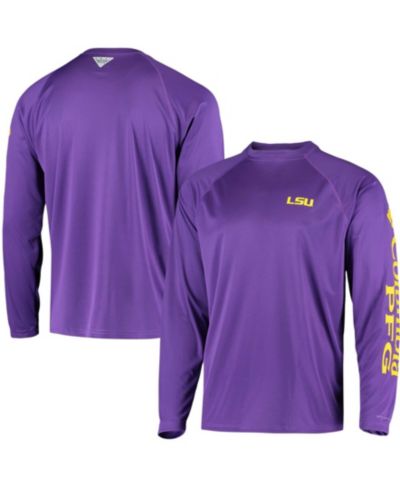 Мужская футболка Columbia LSU Tigers Terminal Tackle Omni-Shade с длинным рукавом фиолетового цвета