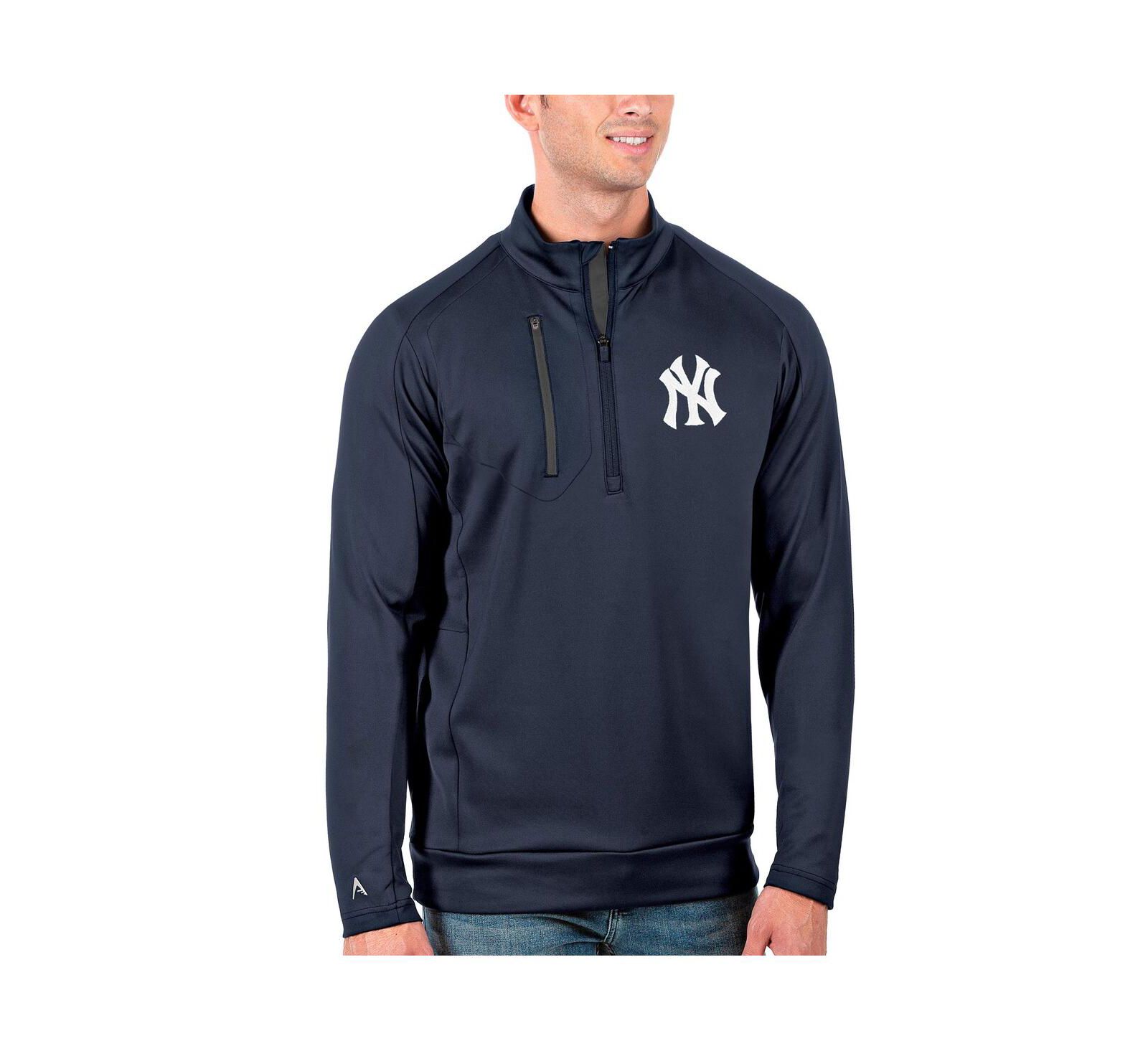 Antigua Men's Navy/Gray New York Yankees Generation Quarter-Zip Pullover Jacket