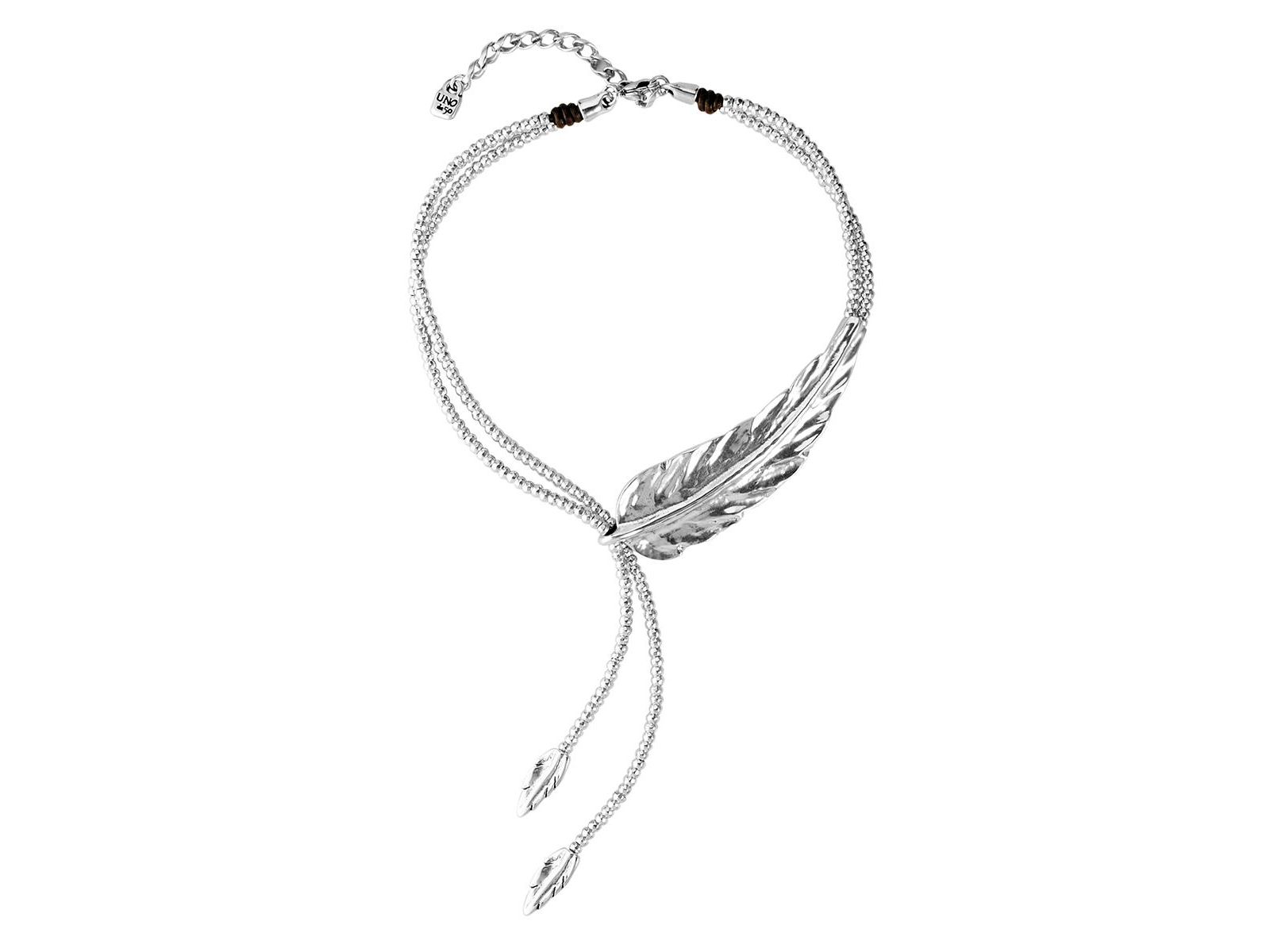 UNOde50 Sterling Silver Larger Feather-Shaped Piece Necklace