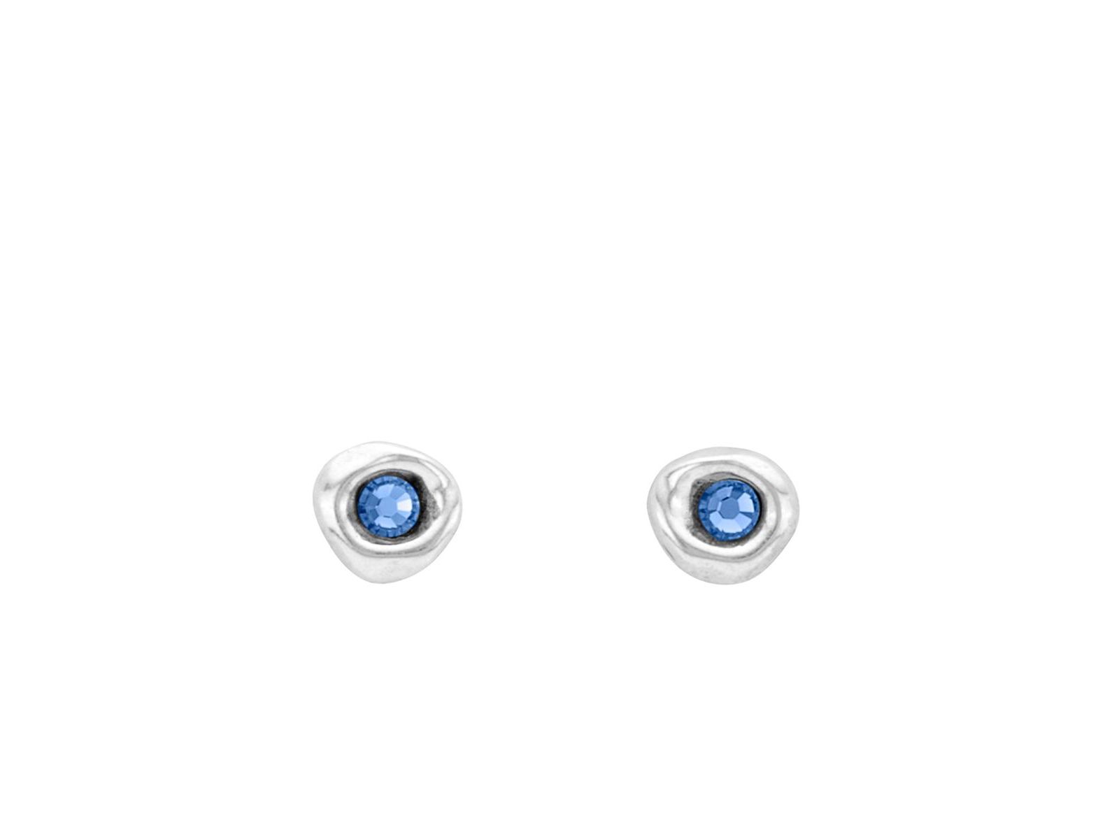 UNOde50 Sterling Silver Metal Clad Blue Crystal Earrings