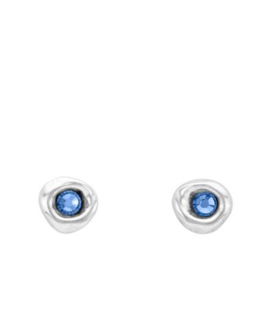 UNOde50 Sterling Silver Metal Clad Blue Crystal Earrings